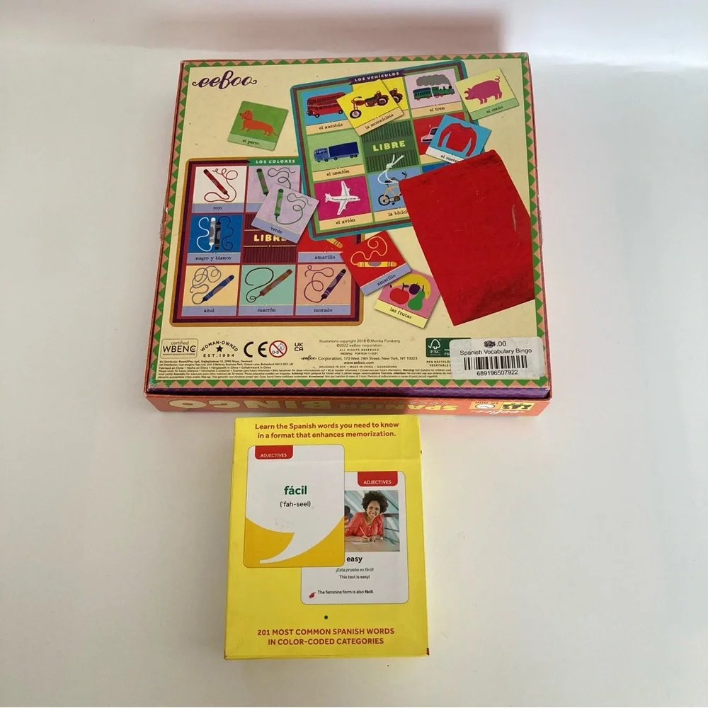 Spanish Vocabulary Bingo Game + Barron's 201 Spanish Words Set (READ)